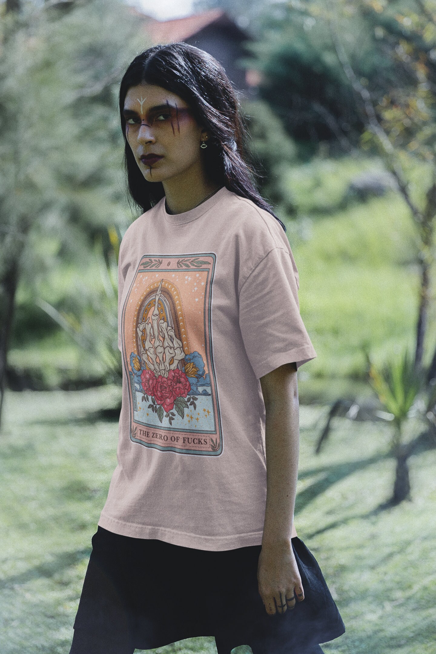 The Zero of Fucks Tarot Card Shirt, Skeleton Swear Finger Tarot