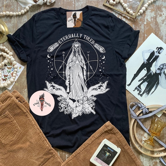 Skeleton Virgin Mary Shirt, Tired Mom Virgin Mary Shirt, Edgy