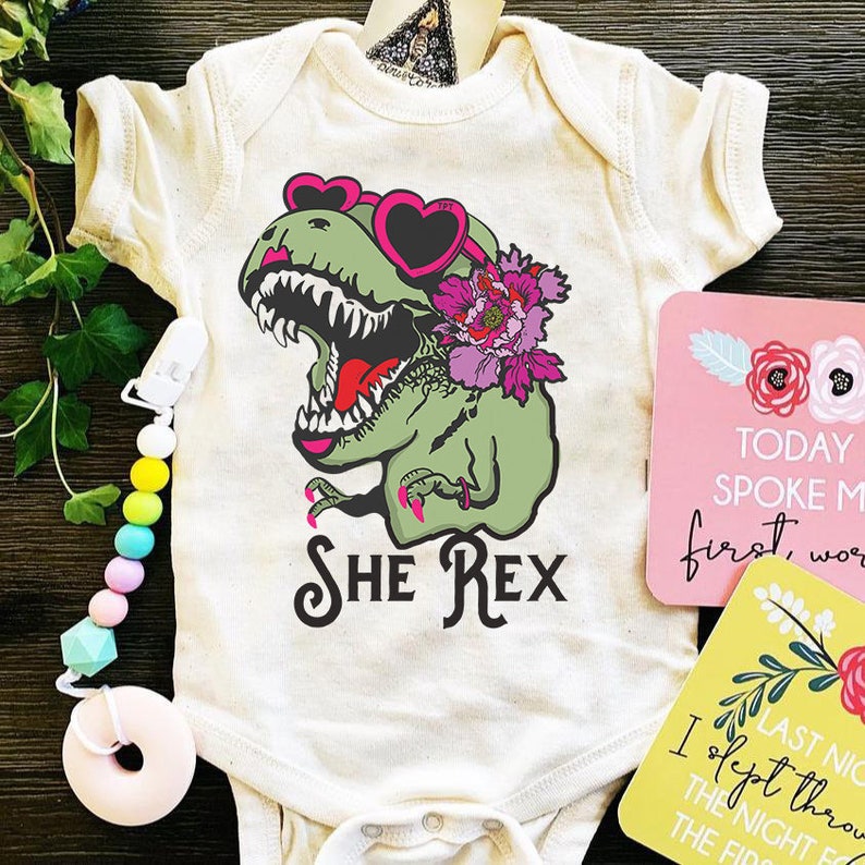 Girl T Rex Baby Girl Dinosaur Bodysuit Girl Trex Girl Etsy