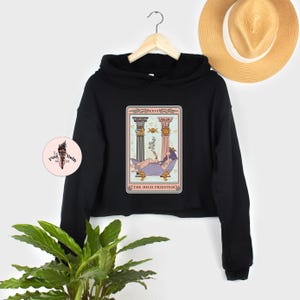 The high priestess tarot card skeleton Crop Hoodie, high priestess crop hoodie, sarcastic high priestess sweatshirt, high priestess hoodie
