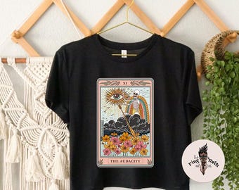 The Audacity Tarot Card crop Top Tee, the audacity crop top, skeleton tarot cropped tee, audacity crop top shirt, audacity tarot crop tee