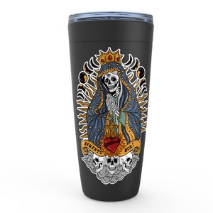Memento mori skeleton tumbler, skeleton Virgin Mary tumbler, Mary skeleton tumbler, Virgin Mary skeleton tumbler