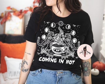 Tiger Coffee shirt, tiger coffee cup coming in hot shirt, coffee lover tigers tee, tiger tired mom coffee shirt