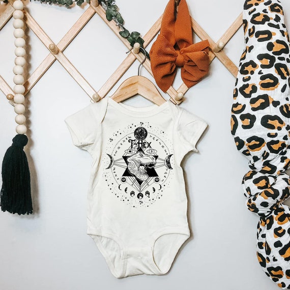 T Rex Hex Occult Baby Bodysuit, T Hex Dinosaur Witchy Baby, Witchy