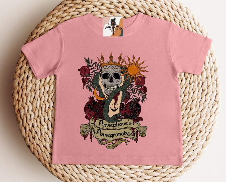 Persephone's Pomegranates Greek Kids shirt, Persephone goddess kids tee, Persephone kids tee, greek goddess kids shirt, greek goddess shirt image 1