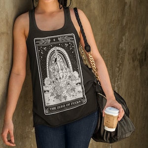 The Zero of Fs Tarot Card tank, skeleton swear finger zero of fs tarot card tank top, zero fs tarot card tank, mystical witchy fck you shirt