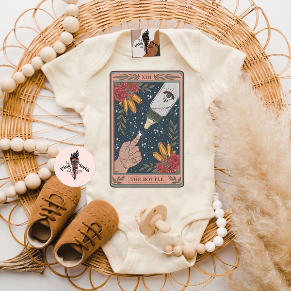 The Bottle Tarot Card Bodysuit, Baby Tarot Card Bodysuit, The baba bottle bodysuit, breastfeeding tarot bodysuit, baby bottle tarot bodysuit