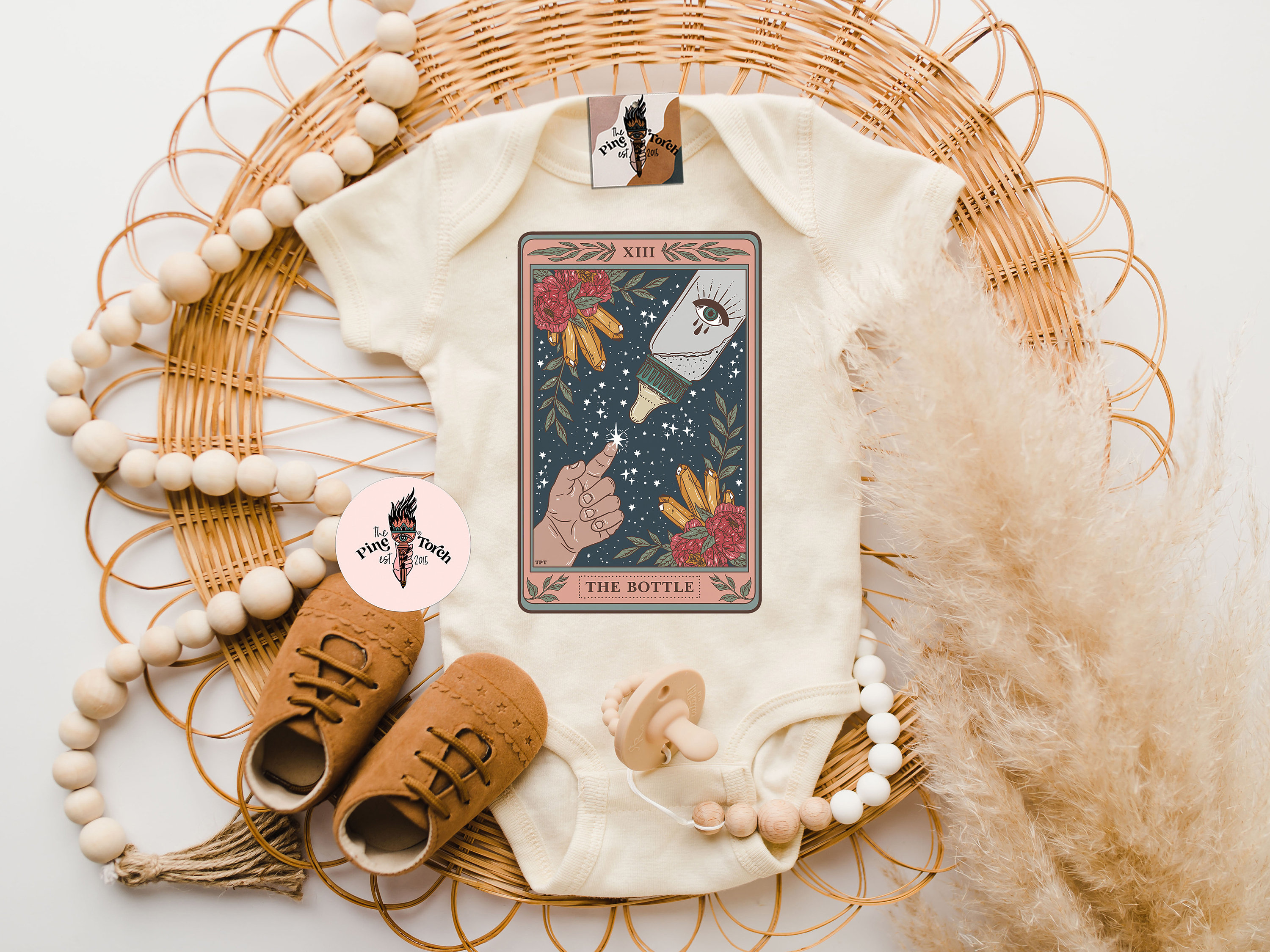 The Bottle Tarot Card Bodysuit, Baby Tarot Card Bodysuit, The baba bottle bodysuit, breastfeeding tarot bodysuit, baby bottle tarot bodysuit