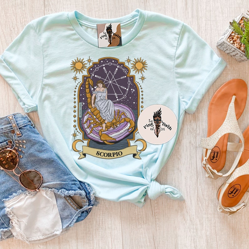 Scorpio Zodiac Tee, Scorpio tee, Zodiac scorpio bday gift, Scorpio unisex tee, scorpio original art, scorpio birthday gift, scorpio art bild 5