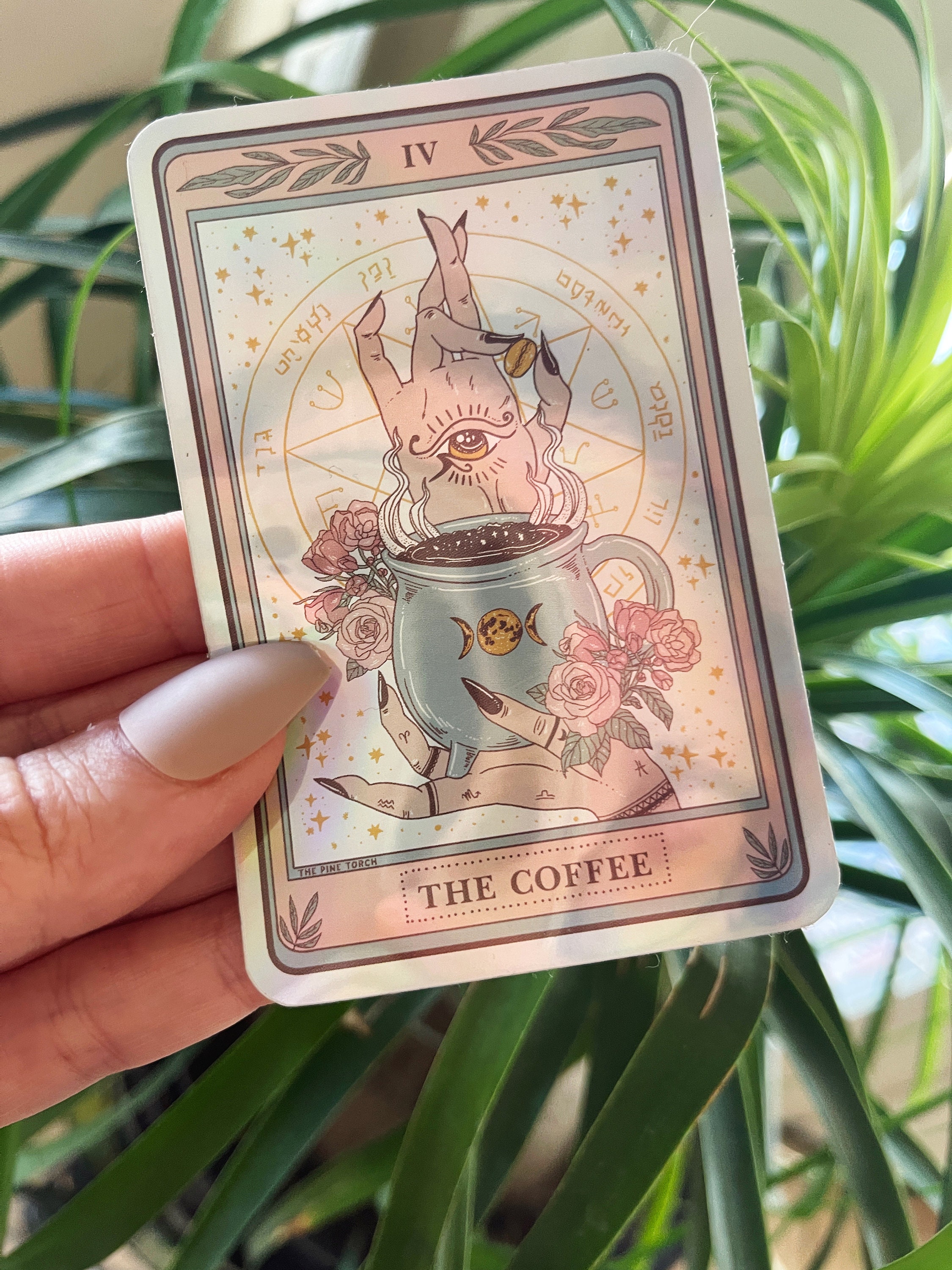 The Coffee Tarot Card Holographic Sticker the Coffee Tarot pic
