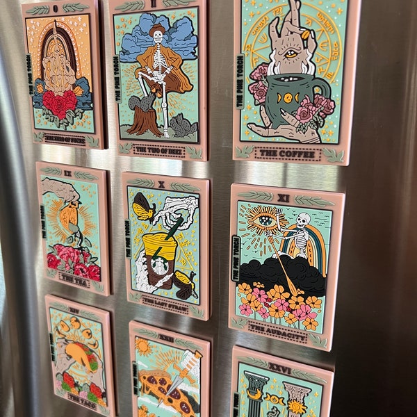 Tarot Card PVC soft rubber 3D magnet gift set, tarot refrigerator magnet, witchy tarot card refrigerator 3D magnet set, fridge magnets