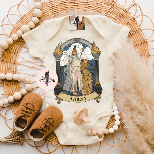 Athena Greek Goddess Bodysuit, Athena Bodysuit, Athena greek goddess Baby, Athena Greek baby gift, greek goddess baby bodysuit