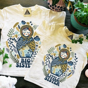 Sister Sibling Shirts, Nesting Doll Shirts, Boho Matching Sister Shirts, Boho Doll Shirts, Big Sister Shirt, Sister Announcement tees
