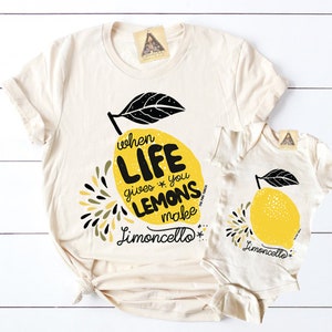 Limoncello mommy and me set, lemon theme mommy and me set shirt, when life gives you lemons make limoncello, Rome theme shirt, Roma shirt
