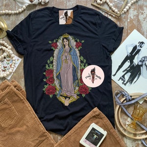 Mother Mary Lady of guadalupe Shirt, Virgin Mary protection shirt, modern Virgin Mary shirt, mystical Virgin Mary shirt, Virgin Mary art