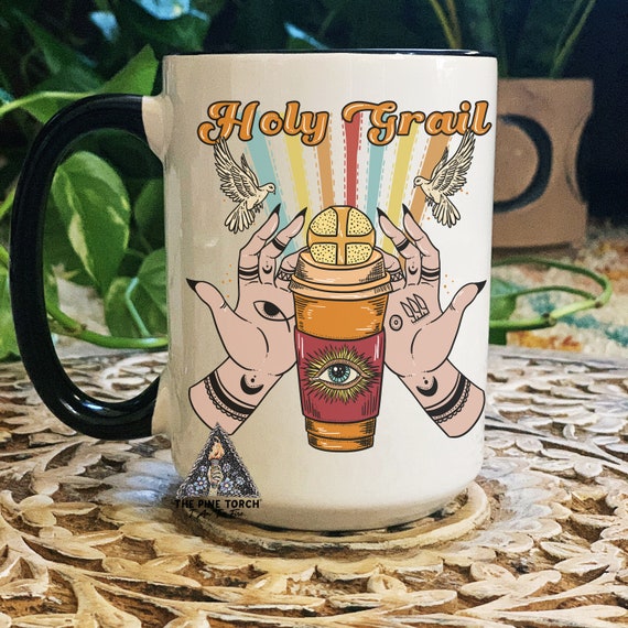 Holy Grail Coffee Mug, Funny Retro Coffee Mug, Coffee Obsessed coffee mug, witchy coffee mug, coffee lover gift