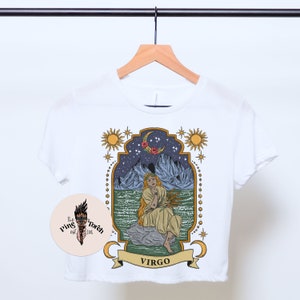 Virgo Zodiac crop Top Tee, witchy virgo zodiac crop top, virgo cropped tee, virgo crop top shirt