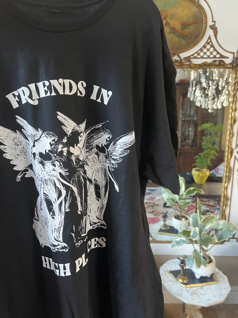 Edgy Angel shirt, Friends in high places tee, Divine Intervention tee, Angel wings manifestation shirt, gothic angel shirt, Spiritual tee afbeelding 5