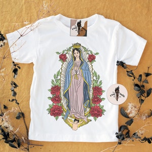 Virgin Mary Guadalupe Shirt, Mary Guadalupe Kids shirt, Mary protection artwork shirt, Virgin Mary Kids tee