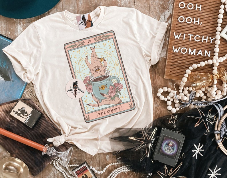 The Coffee full Color Tarot Card Shirt Coffee Cup Witchy | Etsy