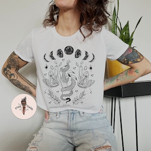 Witchy Moon phases bee crop top, mystical moon crystals crop Top Tee, moon phases crystals crop top, witchy moon phases crystals crop top