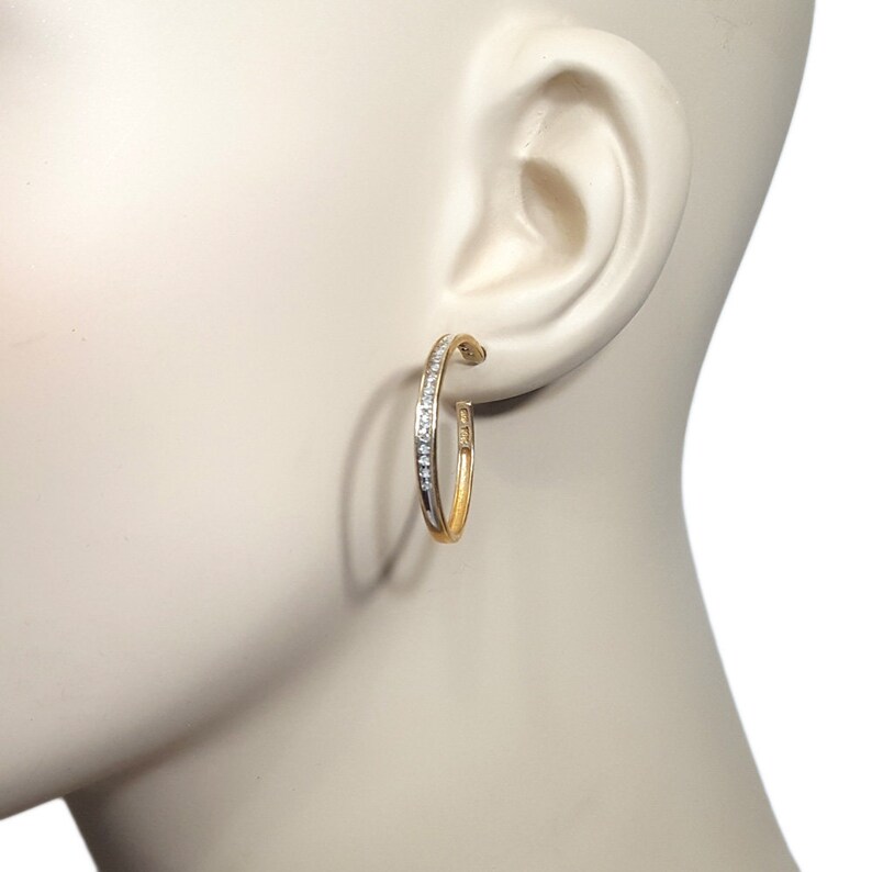 Glamour Jewelry 10K Yellow Gold Huggie Hoops Earrings Pave Diamond Ear Huggies Fashion Jewelry for Her Huggie Earrings Delicate Earrings