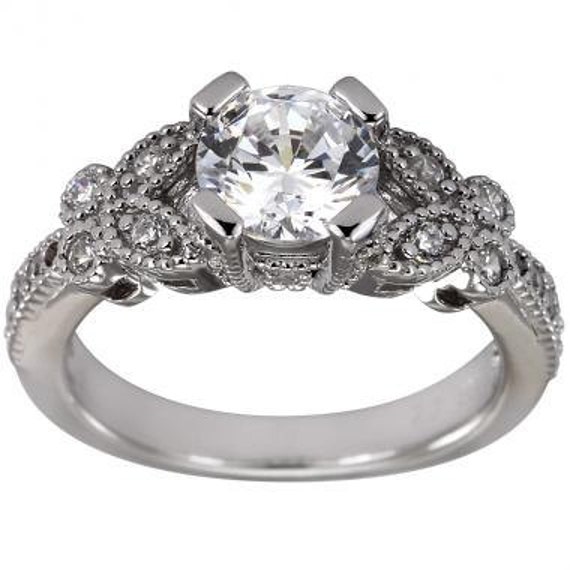 Vintage Style Engagement Ring 1 Carat Diamond Art Deco Ring Classic Engagement Rings Antique Ring Solid 14k White Gold Milgrain Ring Vintage Style Engagement Ring 1 Carat Diamond Art Deco Ring Classic Engagement Rings Antique Ring Solid 14k White Gold Milgrain Ring