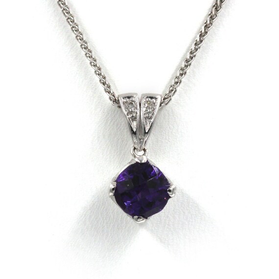 Amethyst Diamond Pendant Antique Style Amethyst P