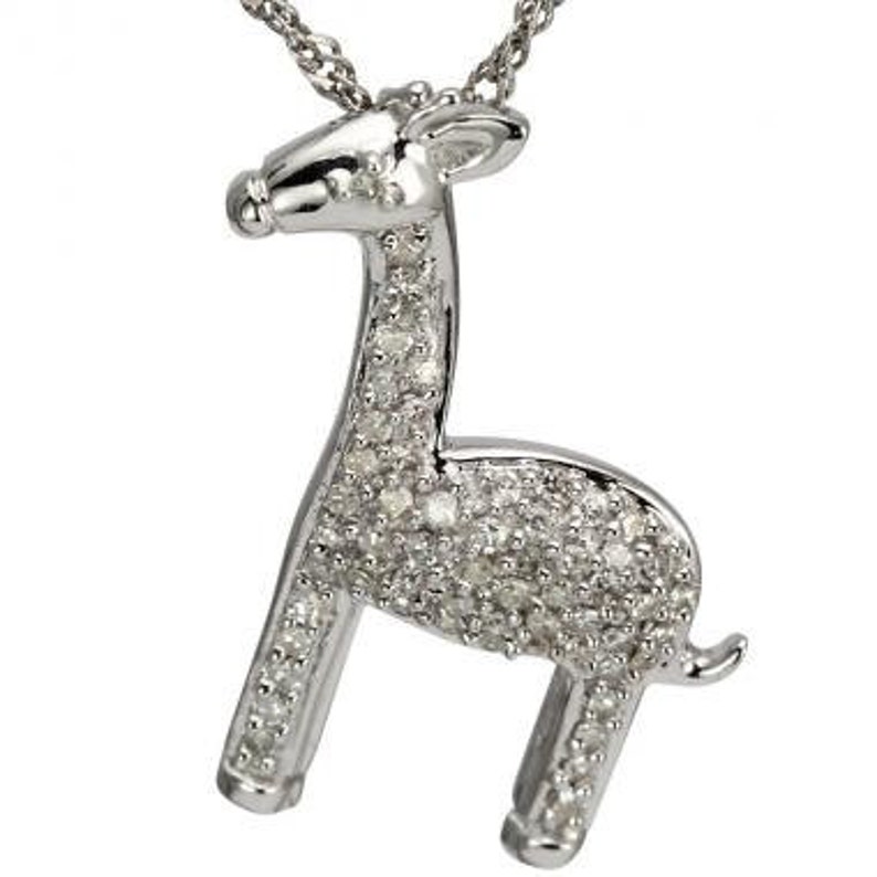 Giraffe Diamond Pendant Necklace Giraffe Animal Necklace Etsy