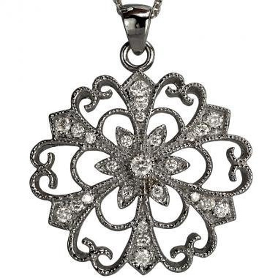 Flower Antique Jewelry Vintage Diamond Pendant Necklace 14k - Victorian Diamond Pendant Necklace Flower Antique Jewelry Vintage Diamond Pendant Necklace 14k - Victorian Diamond Pendant Necklace