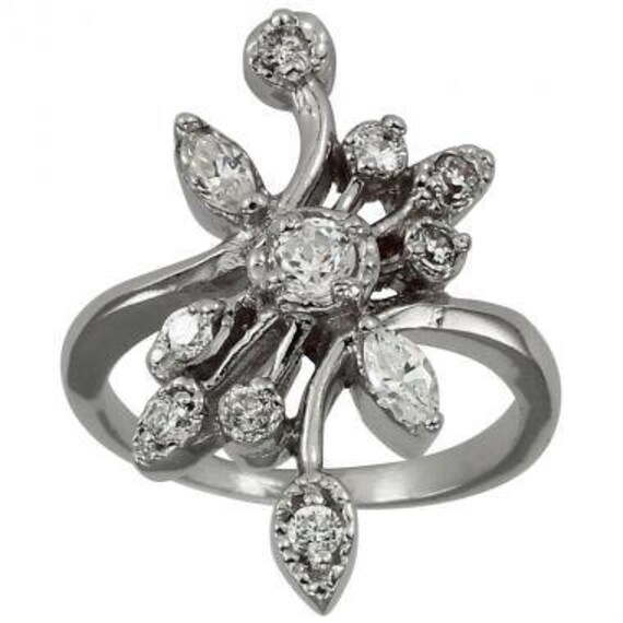 Leaf Diamonds Ring Vintage Style Jewelry Art Deco Ring | Etsy