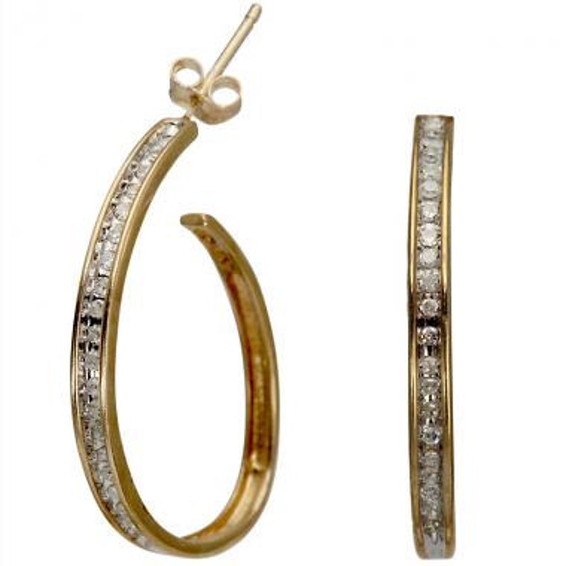Glamour Jewelry 10K Yellow Gold Huggie Hoops Earrings Pave Diamond Ear Huggies Fashion Jewelry for Her Huggie Earrings Delicate Earrings