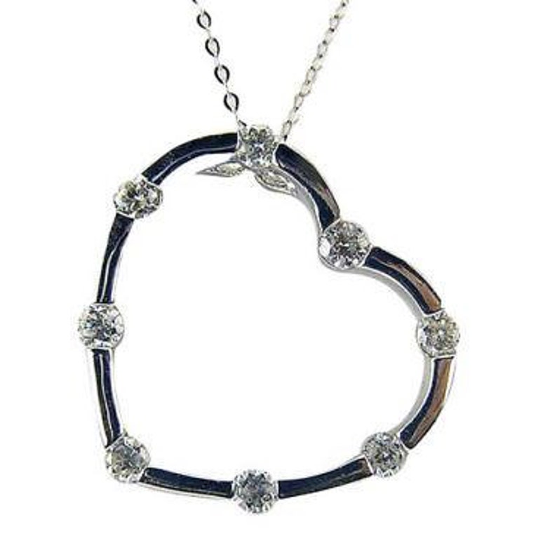 Open Heart Diamond Pendant Bezel Set Diamond Heart Pendant Etsy