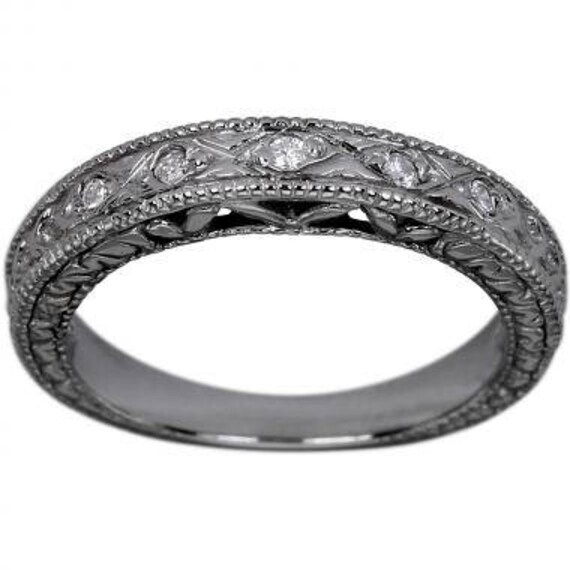 Art Deco Ring Engraved Ring Diamond Wedding Ring Gold Wedding Band Vintage Style Ring Art Deco Jewelry Antique Ring 14k Gold Rings
