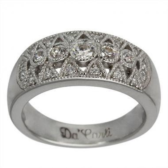 Men S Western Engraved 7mm Wide Art Deco Vintage Scrolls Double Millgrain Edge Wedding Band 14k White Gold Antique Jewelry Mall
