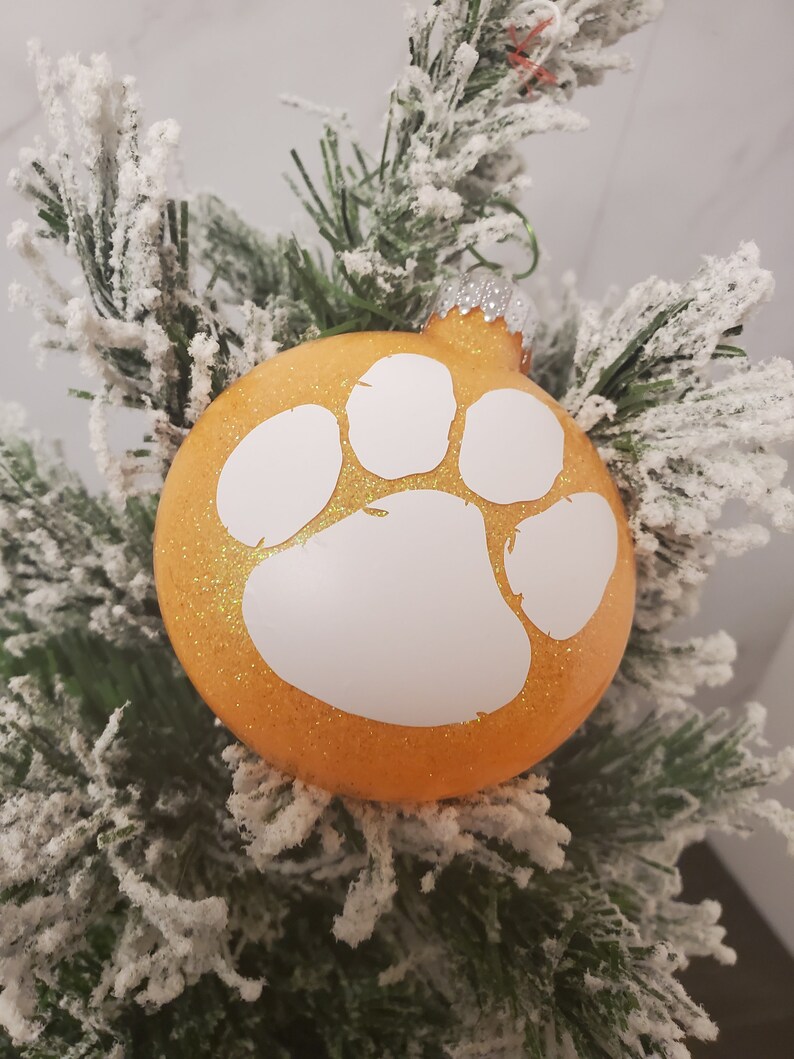 2021 Ornament Clemson Tigers Christmas Gift for Him for Her for Graduate Custom Glitter Ornament Tiger Paw Ornament Stocking Stuffer