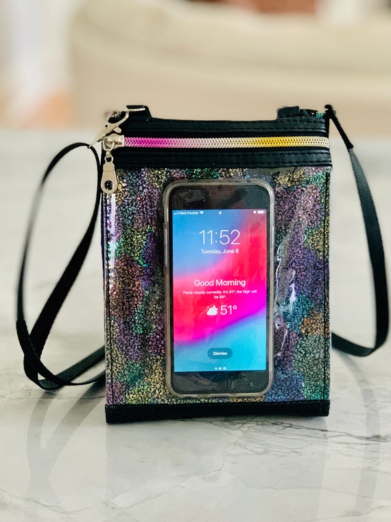 Purse with clear cell phone pocket hotsell