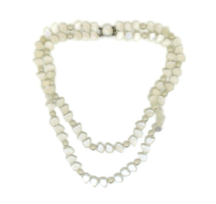Double Strand White Moon Glow Lucite and Faux Pearl Bead - Etsy