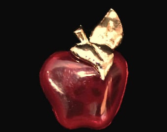 Danecraft Lucite Apple Brooch, Gift For Teacher