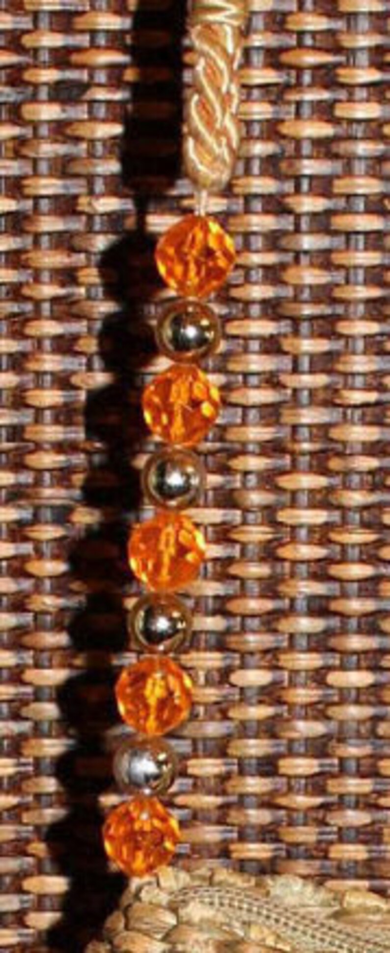 Reed Basket Bag Purse With Orange and Silver Bead Accents Etsy