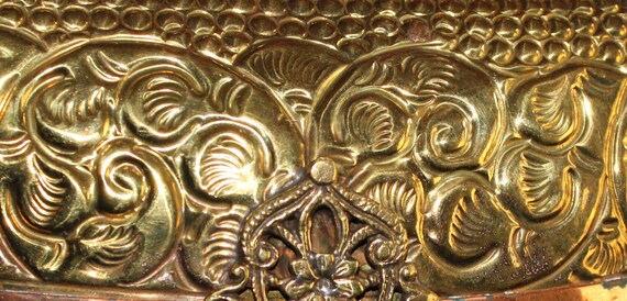 Brass Pillow Purse, Ornate With Copper Detail - image 4