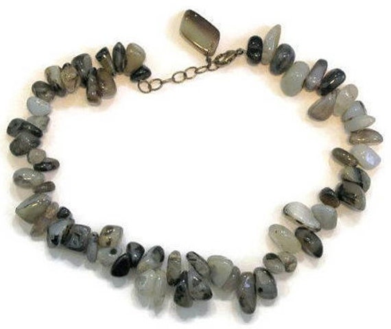 Natural Polished Stone Choker Necklace, Neutral C… - image 7