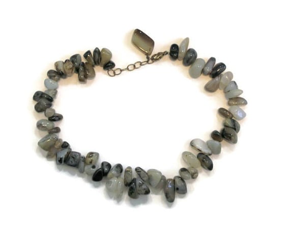 Natural Polished Stone Choker Necklace, Neutral C… - image 1