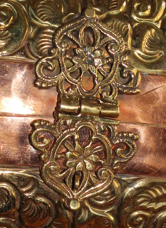 Brass Pillow Purse, Ornate With Copper Detail - image 2