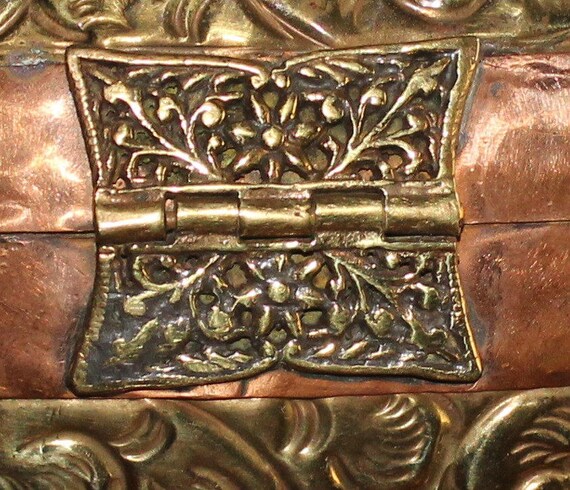 Brass Pillow Purse, Ornate With Copper Detail - image 3