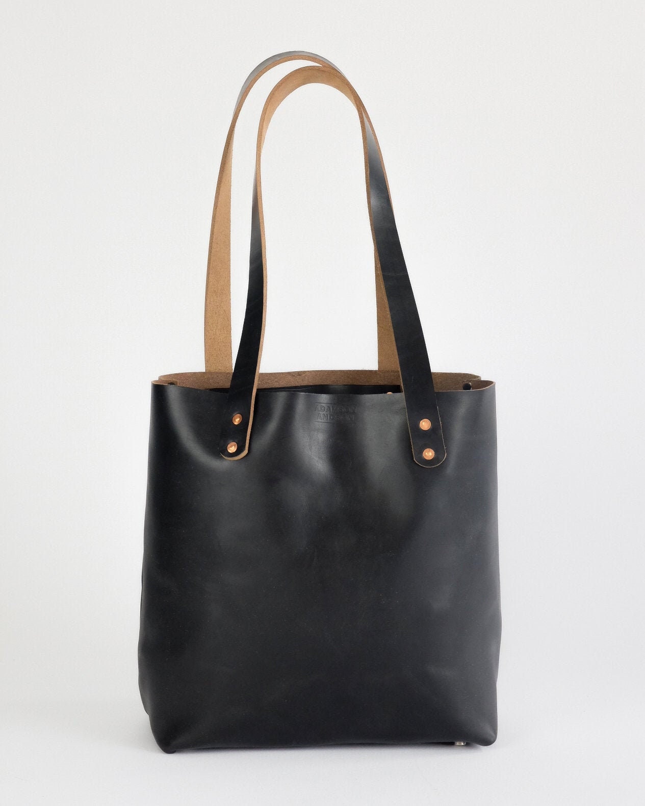 Leather Tote Bag Made With Horween Black Chromexcel Leather