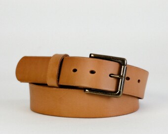 Wickett & Craig Natural Veg Tan leather Daniel belt