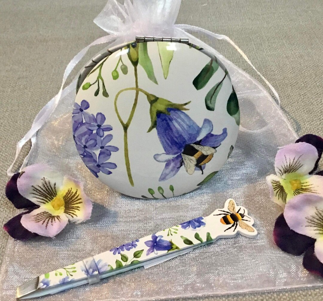Pretty Mirror and Tweezer Gift Set Bluebell Etsy UK