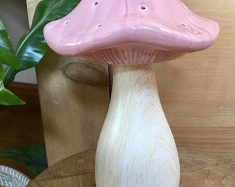 Ceramic 21.5cm LED Open Cap Mushroom/Toadstool Glow Lamp - Pink