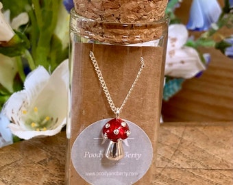 Toadstool charm silver plated necklace